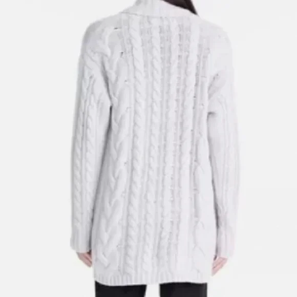 Naked Cashmere Mara Oversized Cableknit Cashmere Cardigan Light Grey XS